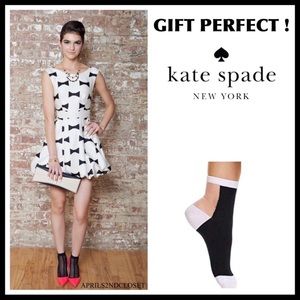 Kate Spade Sheer Top Anklet Socks Bow Cuff White Striped Lot Two Pair Trouser